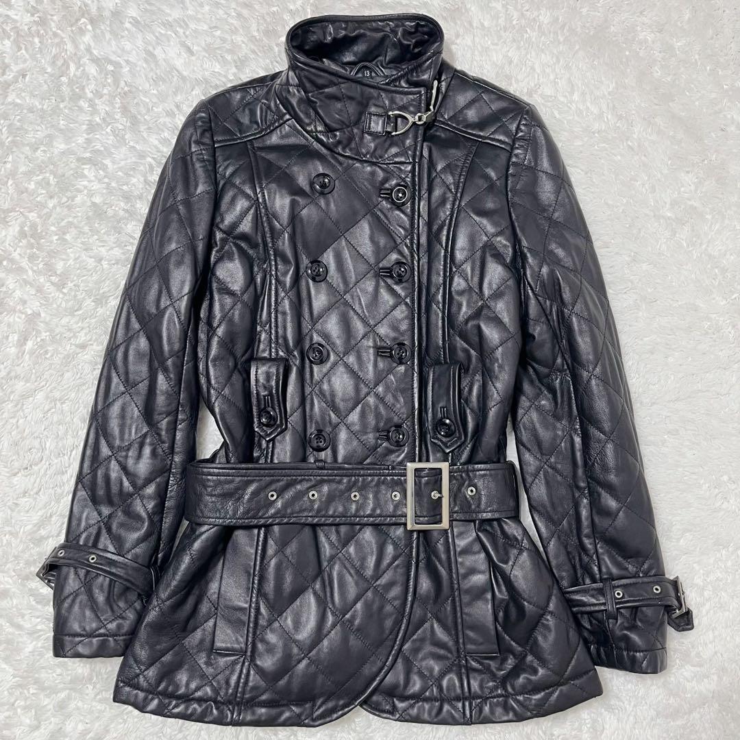 BALMAIN バルマン キルティング ラムレザーコート 13 ブラック ベルト