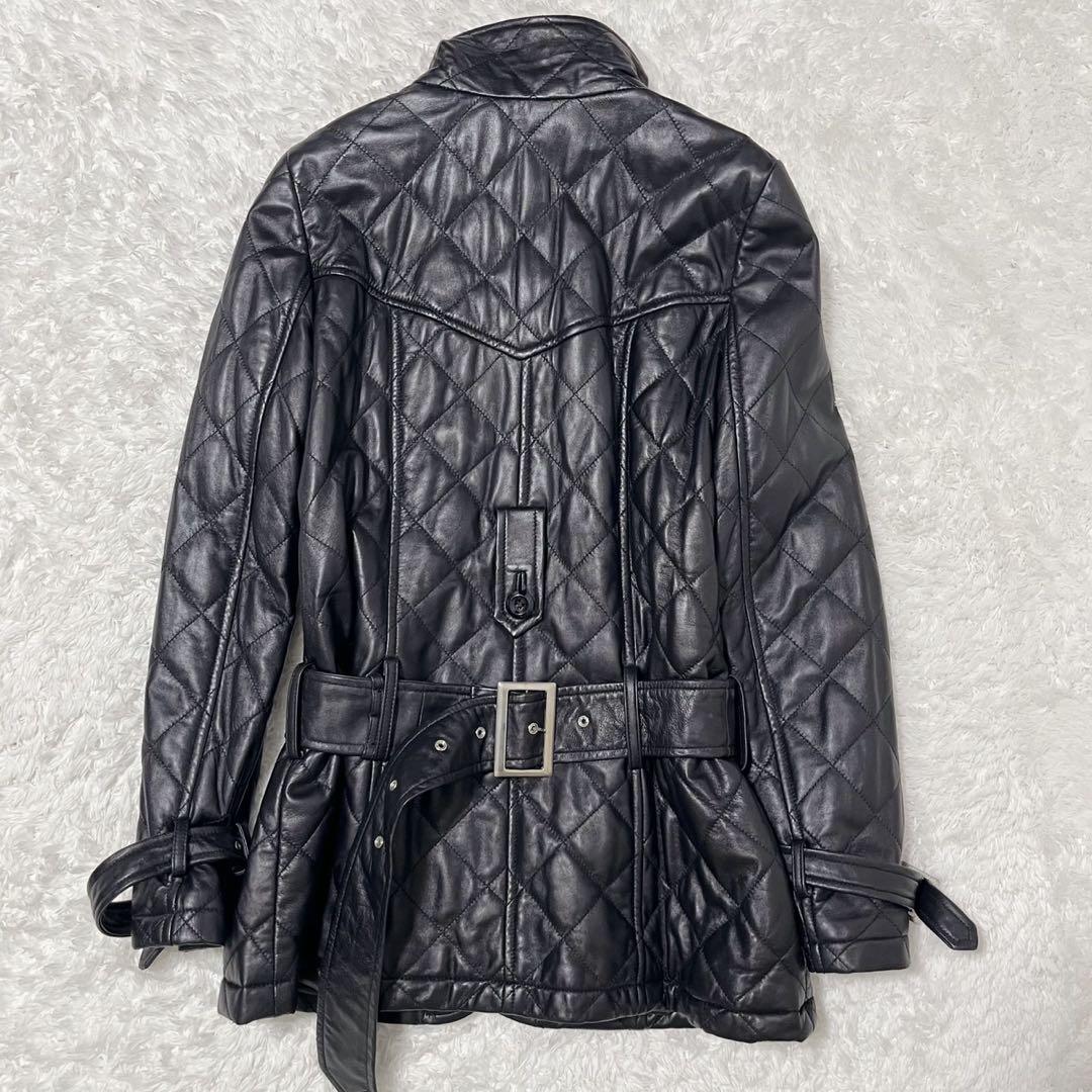 BALMAIN バルマン キルティング ラムレザーコート 13 ブラック ベルト