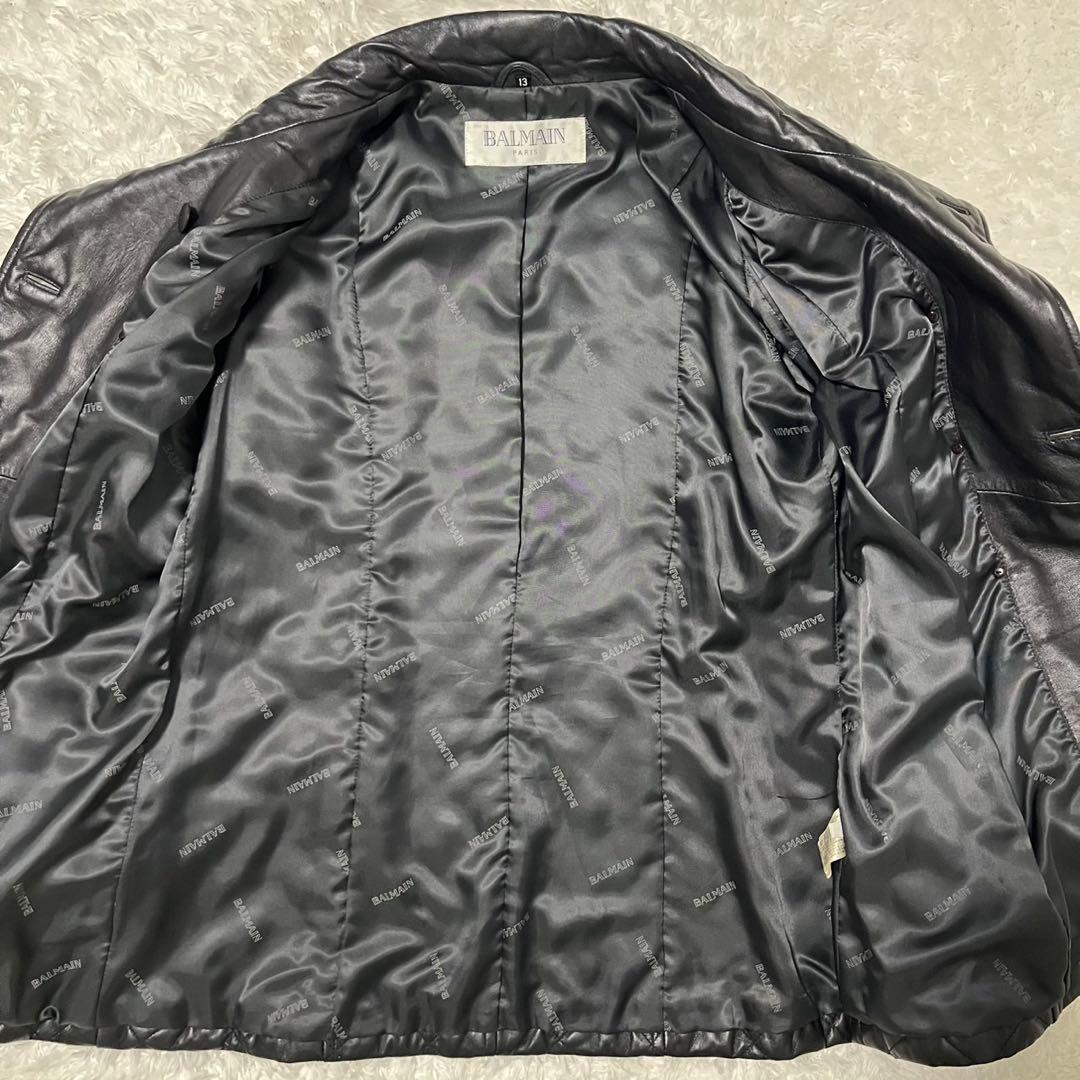 BALMAIN バルマン キルティング ラムレザーコート 13 ブラック ベルト