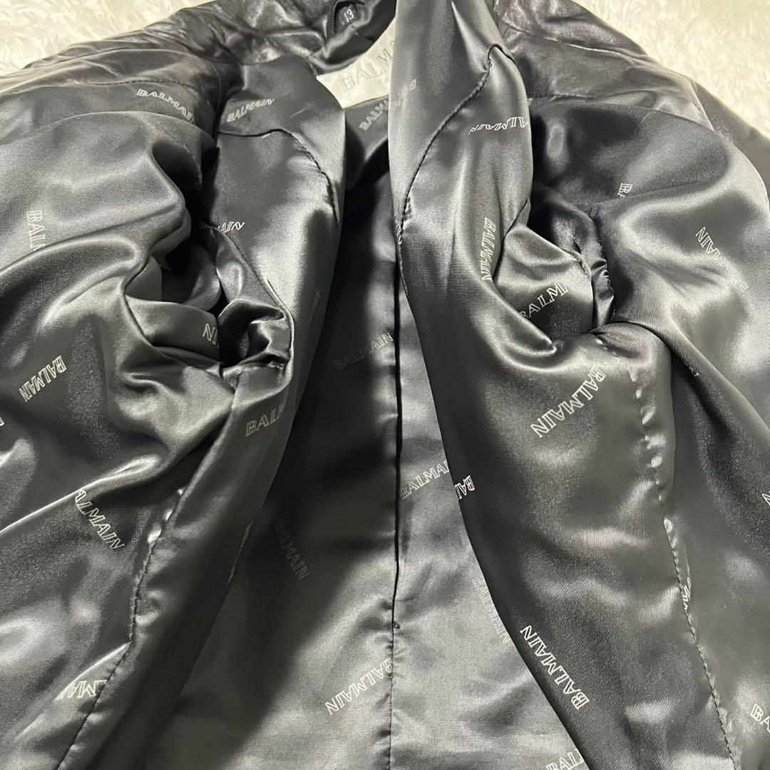 BALMAIN バルマン キルティング ラムレザーコート 13 ブラック ベルト