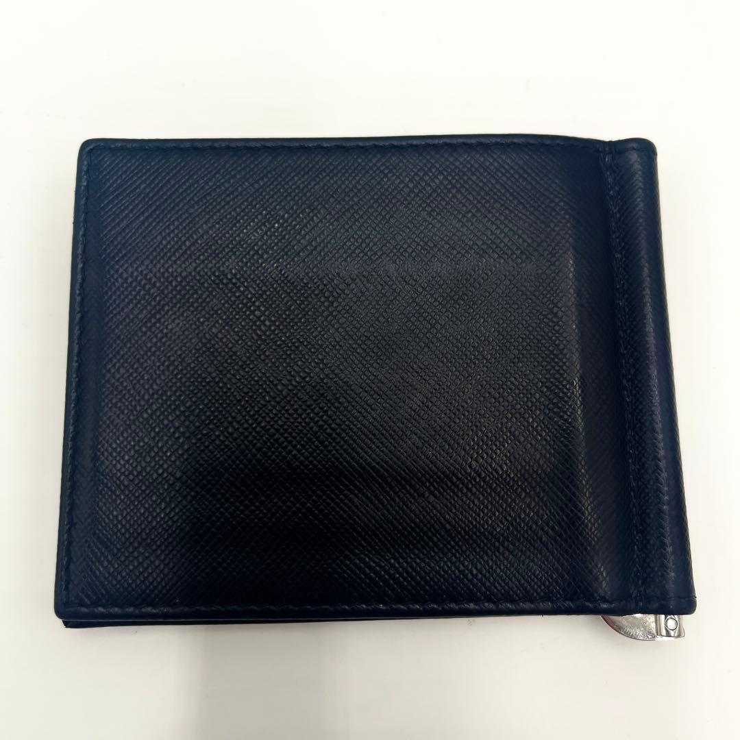 【極美品】プラダ マネークリップ サフィアーノ 二つ折り財布 ブラック