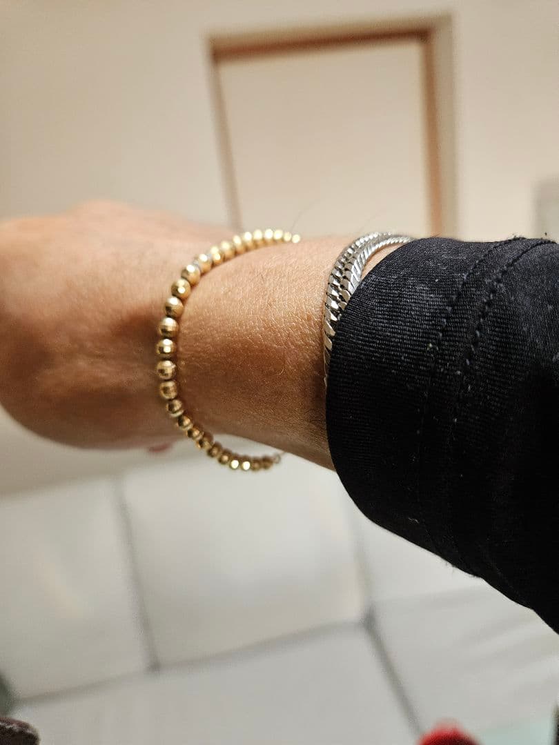 K18 金ミラーカットボールブレスレット 18cm