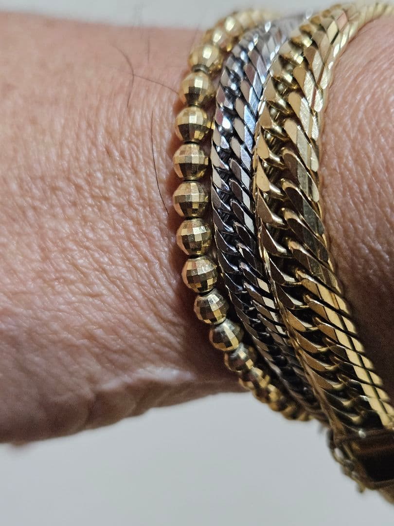 K18 金ミラーカットボールブレスレット 18cm