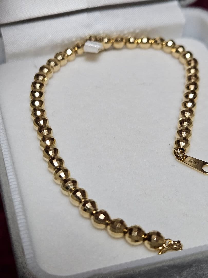 K18 金ミラーカットボールブレスレット 18cm