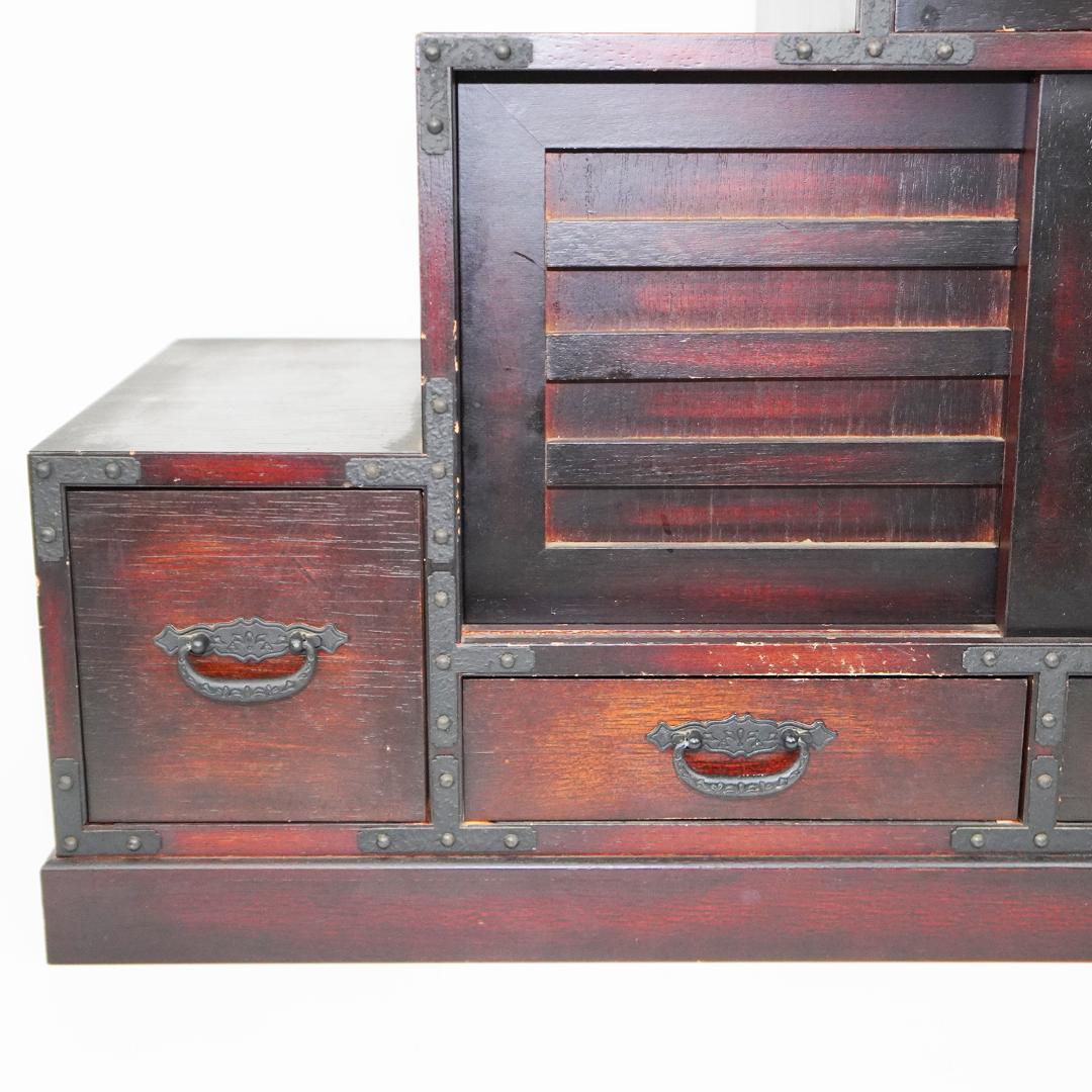 階段 箪笥 コンパクト アンティーク 桐 ミニ タンス 飾り棚