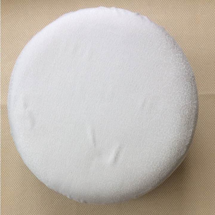 丸型オットマン 本体赤色 オリジナル柄入グレー&ブラックカバー付