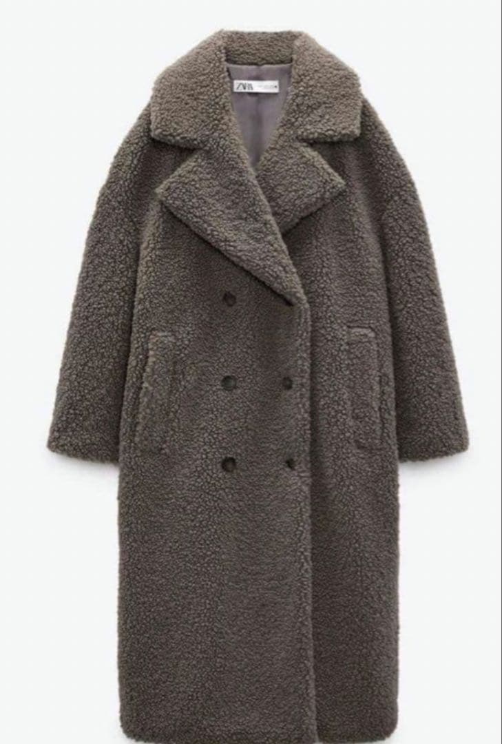 【美品】完売品　ZARA ダブルブレスト　フェイクボアコート　テディベア　XS