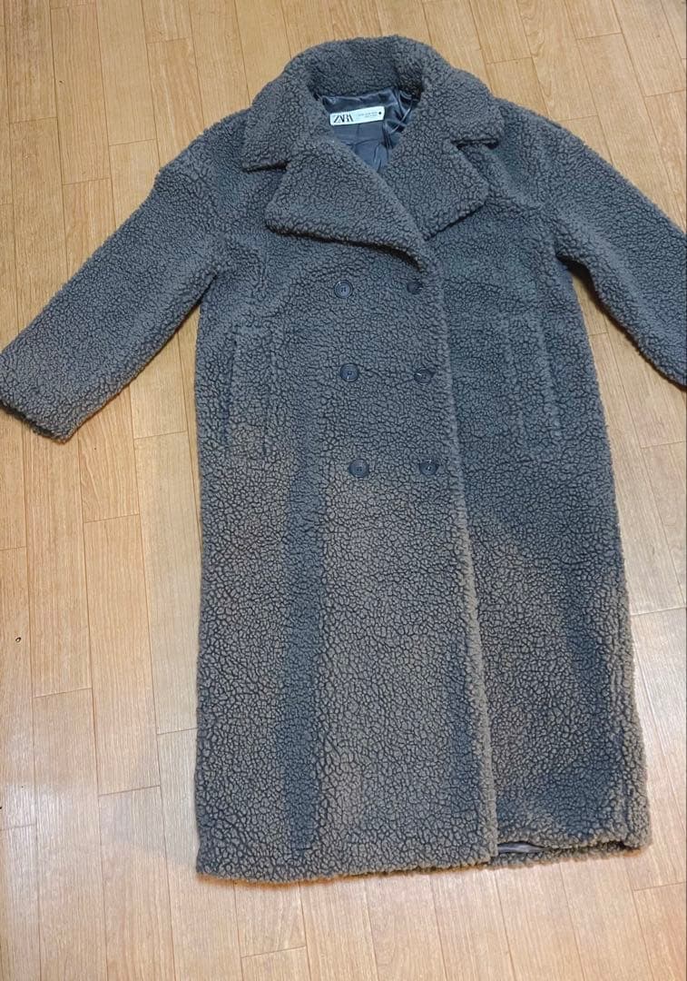 【美品】完売品　ZARA ダブルブレスト　フェイクボアコート　テディベア　XS