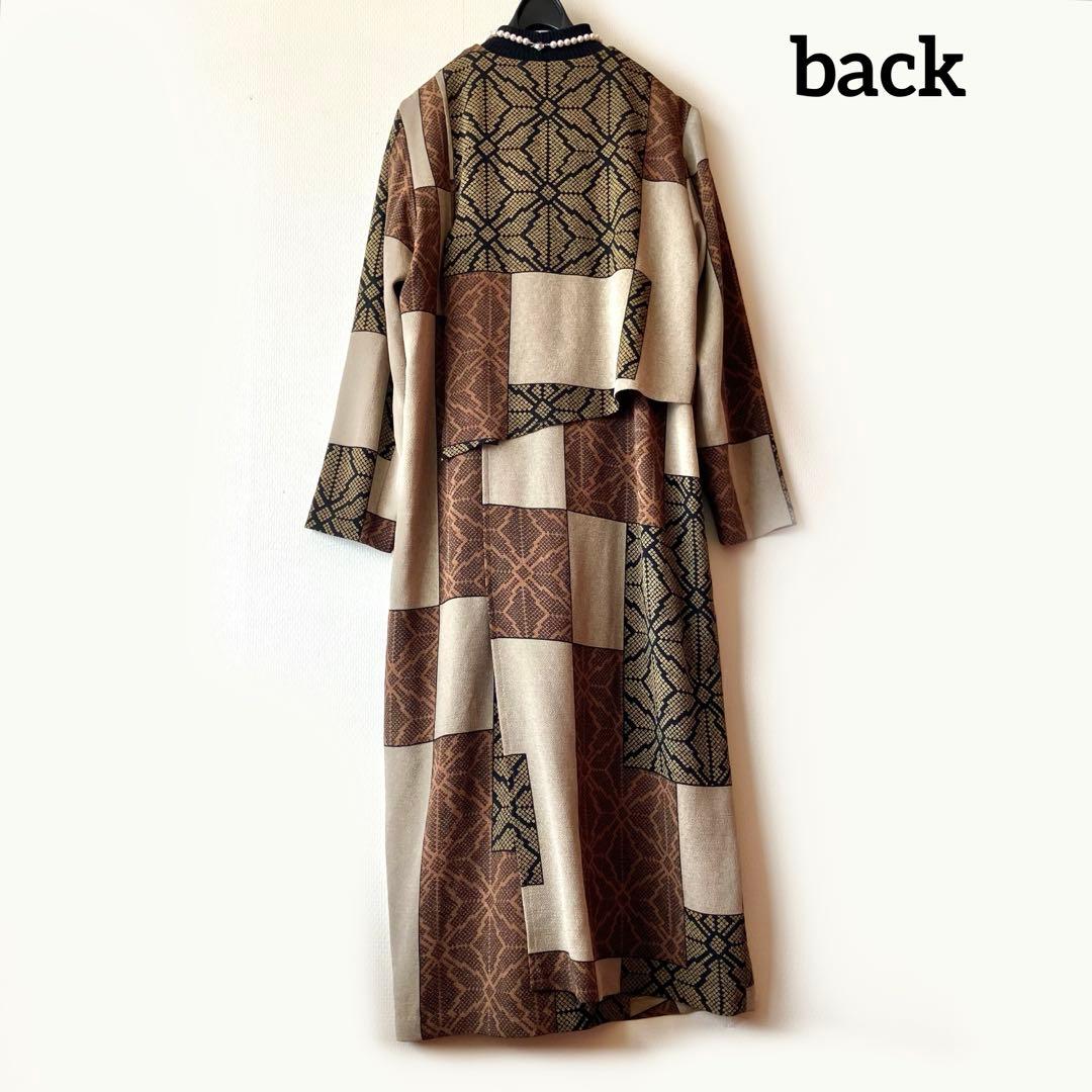 詩仙堂 ちりめんアシメントリーロングコート絞り柄 麻の葉紋様 前開きワンピース