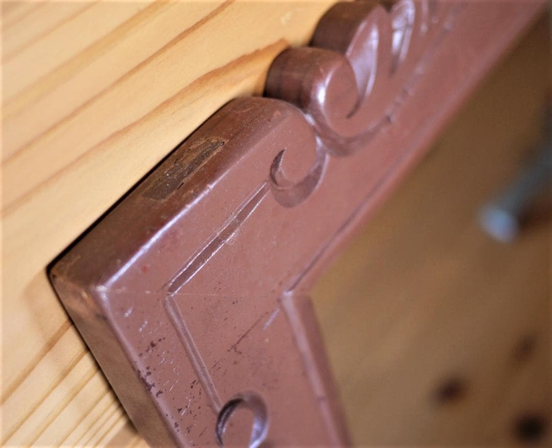 木彫り壁掛け鏡 レリーフウォールミラー 唐木ローズウッド 昭和家具