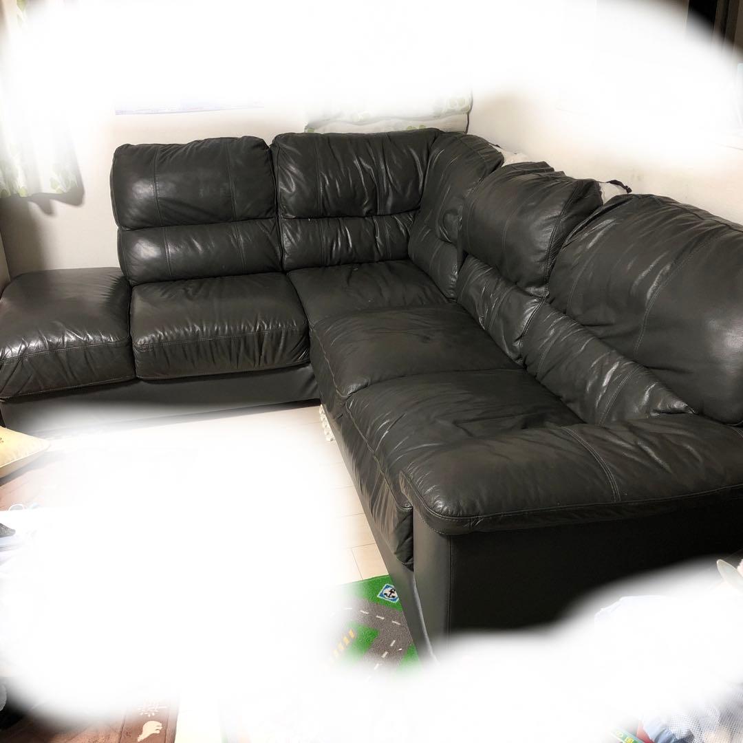 ニトリ　本革　コーナーソファ　ジャンク