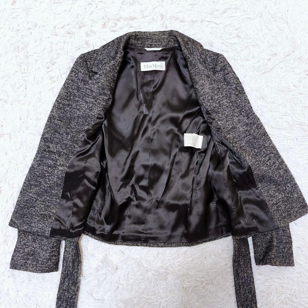 【美品】MaxMara マックスマーラ カシミヤ混 ベルテッド ショートコート