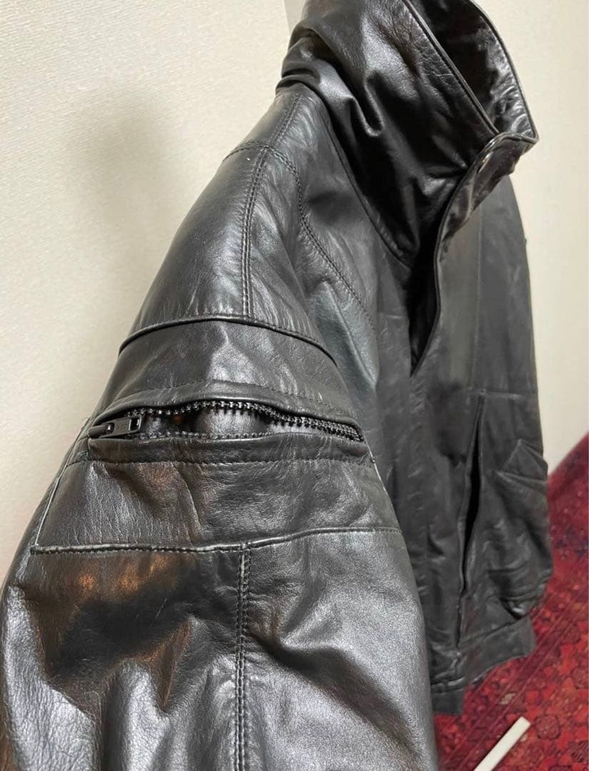 レザージャケット 短丈 スタンドネック90s 00s 古着 レア