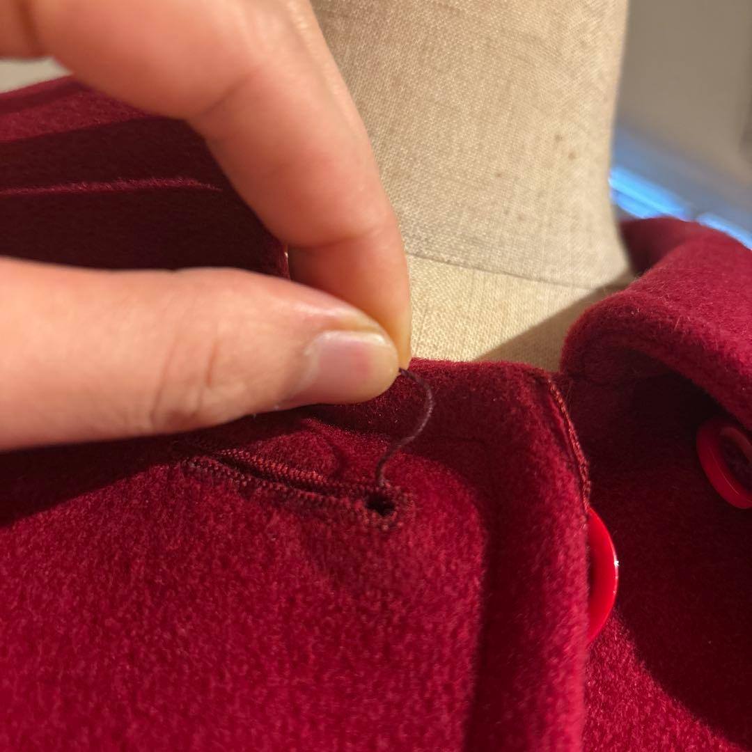 美品 アクアスキュータム 赤 毛100% 上質 ボタン付き ロングコート