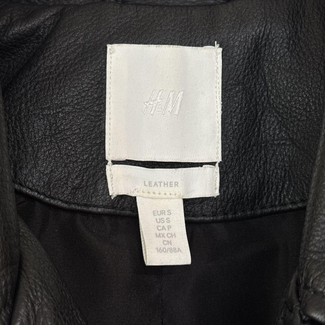 【】レザーライダースジャケット 牛革100% カジュアル ブラック S