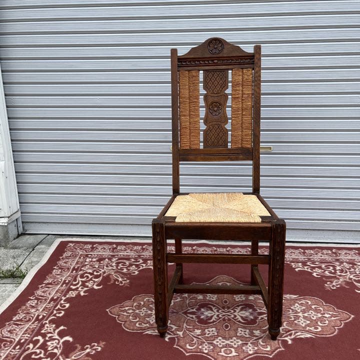 アンティーク古家具 ◾️オーク材 木製家具 ペーパーコードダイニングチェアB