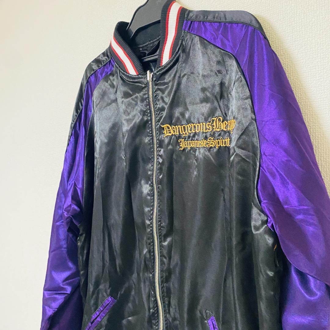 美品/希少✨抜刀娘　スカジャン　リバーシブル　刺繍　黒　和柄　2XL