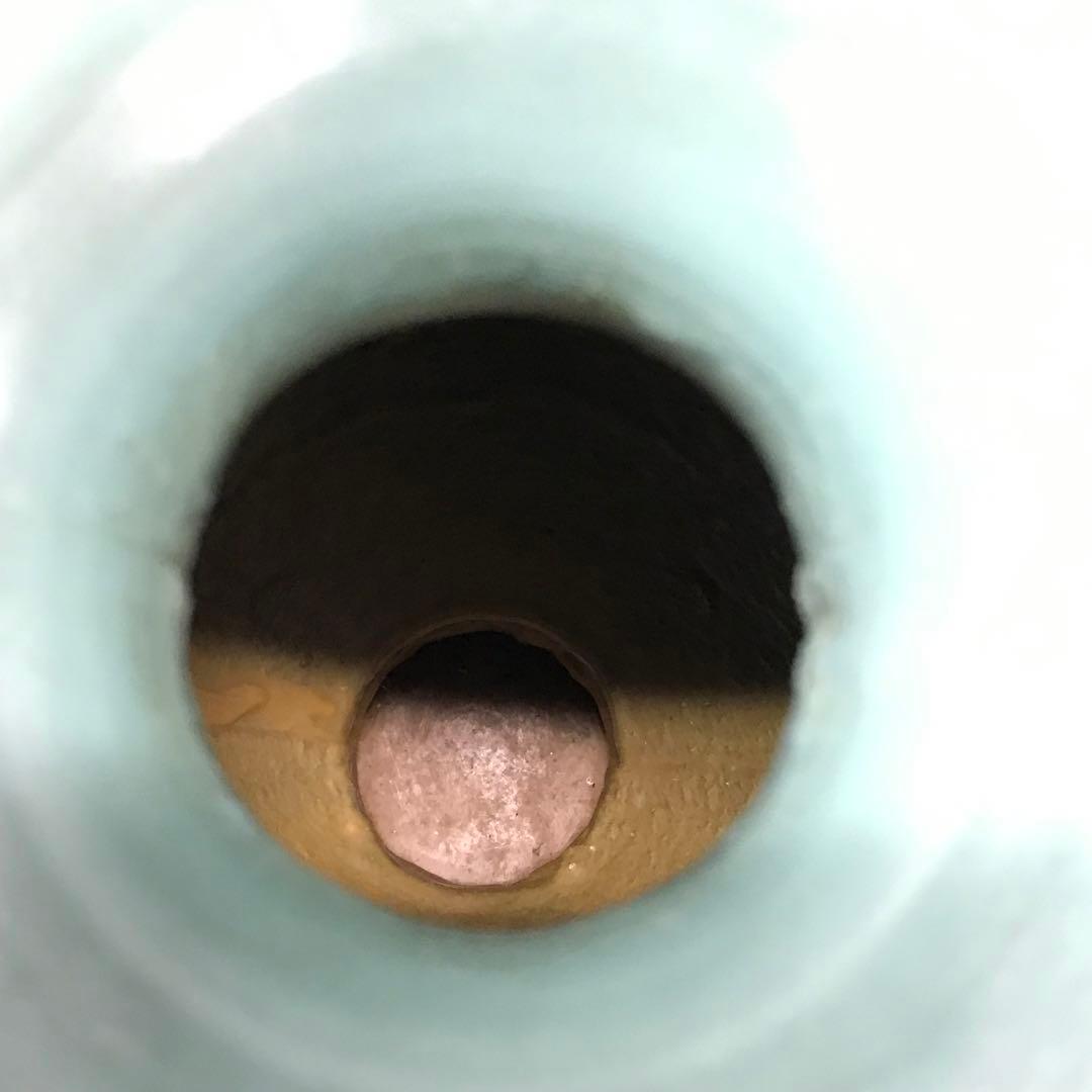 【USED】ブロンズ　金属　花瓶　フレンチヌーボー　青磁色