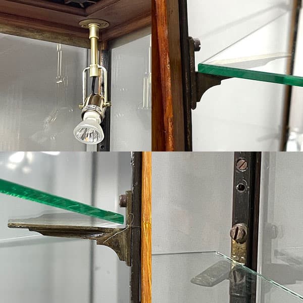 関西限定　送料別　イギリスビンテージ　木製ガラスキャビネット ライト付き　飾り棚