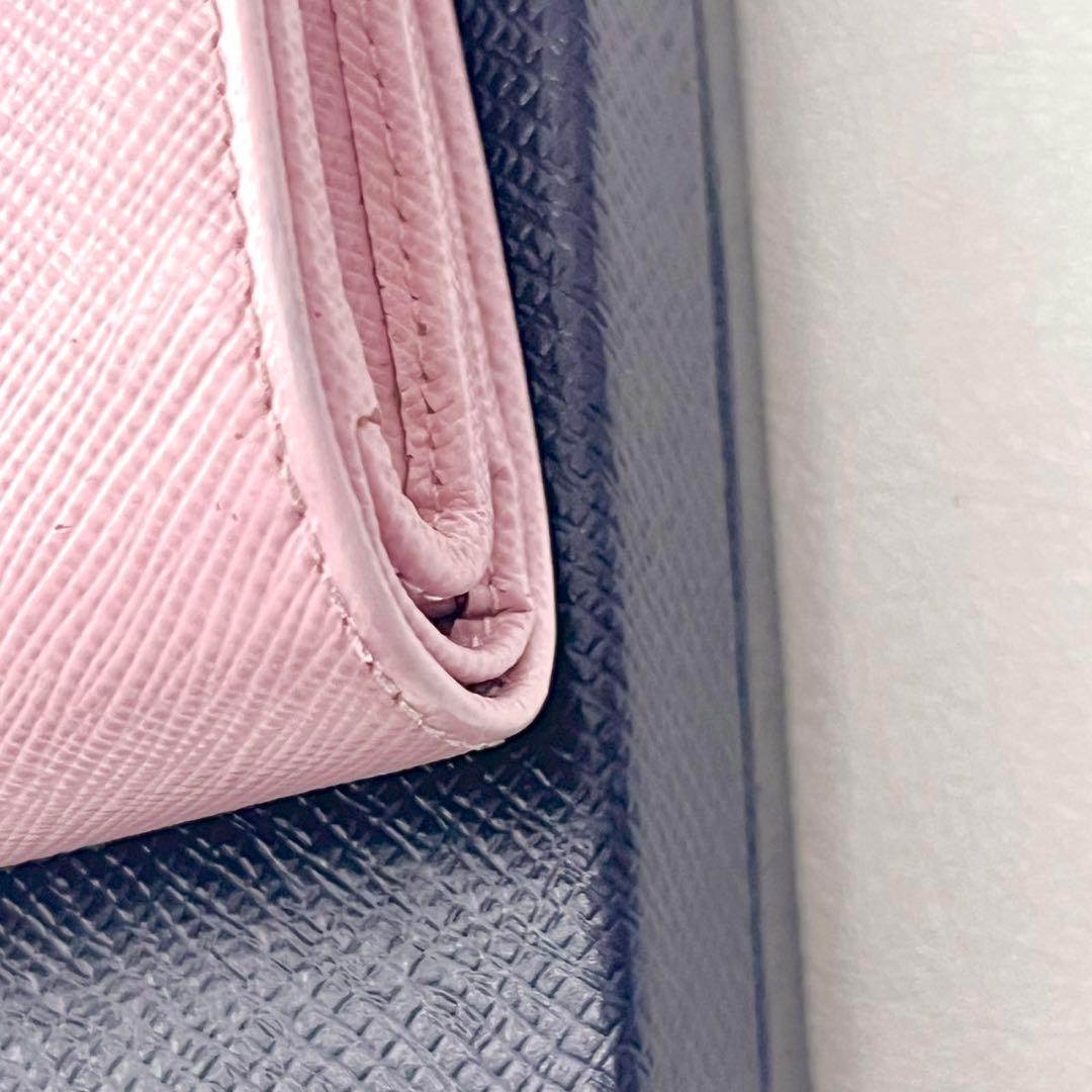 PRADA サフィアーノ 二つ折り財布 ピンク コンパクト 箱付き　0205-①