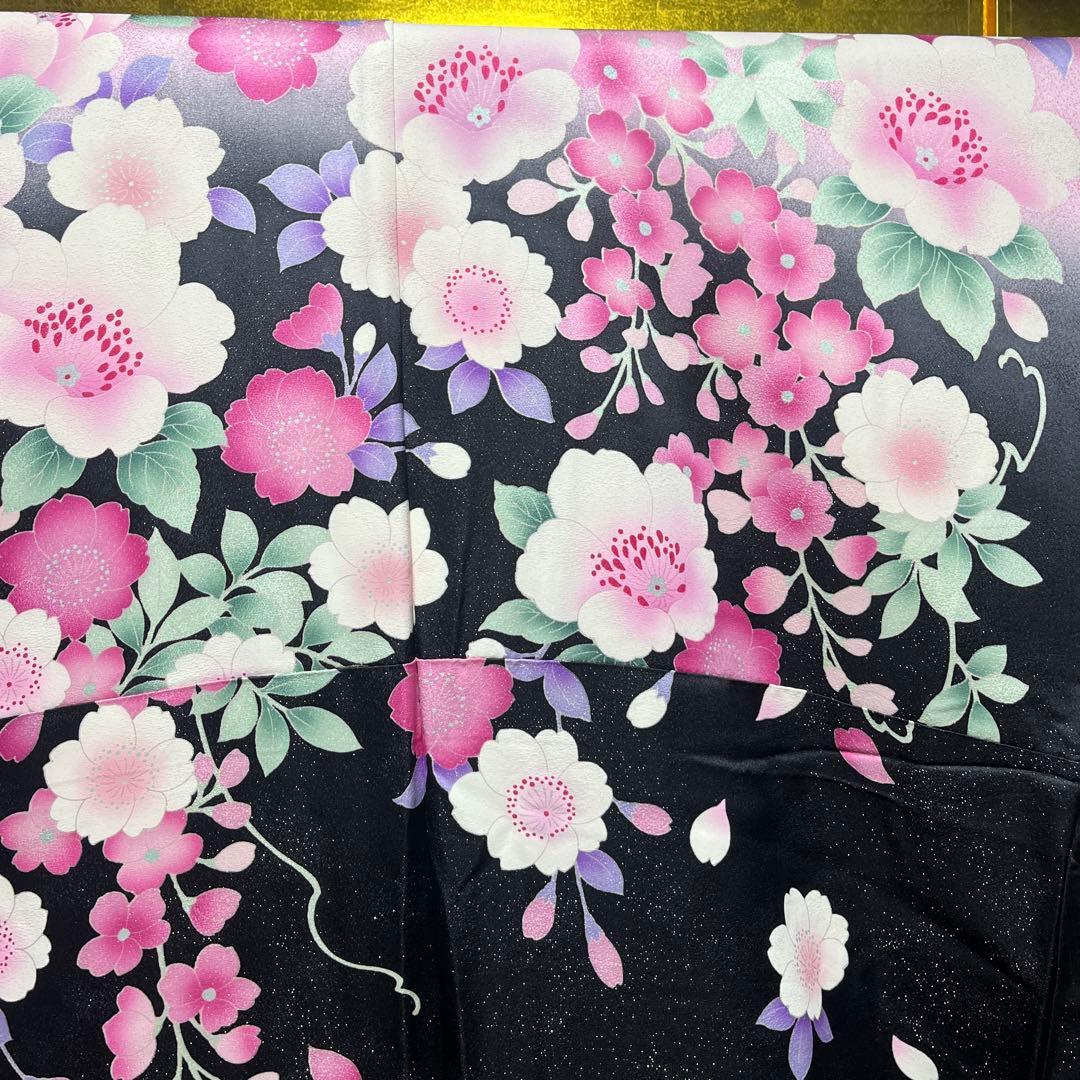 振袖　正絹　成人式　黒