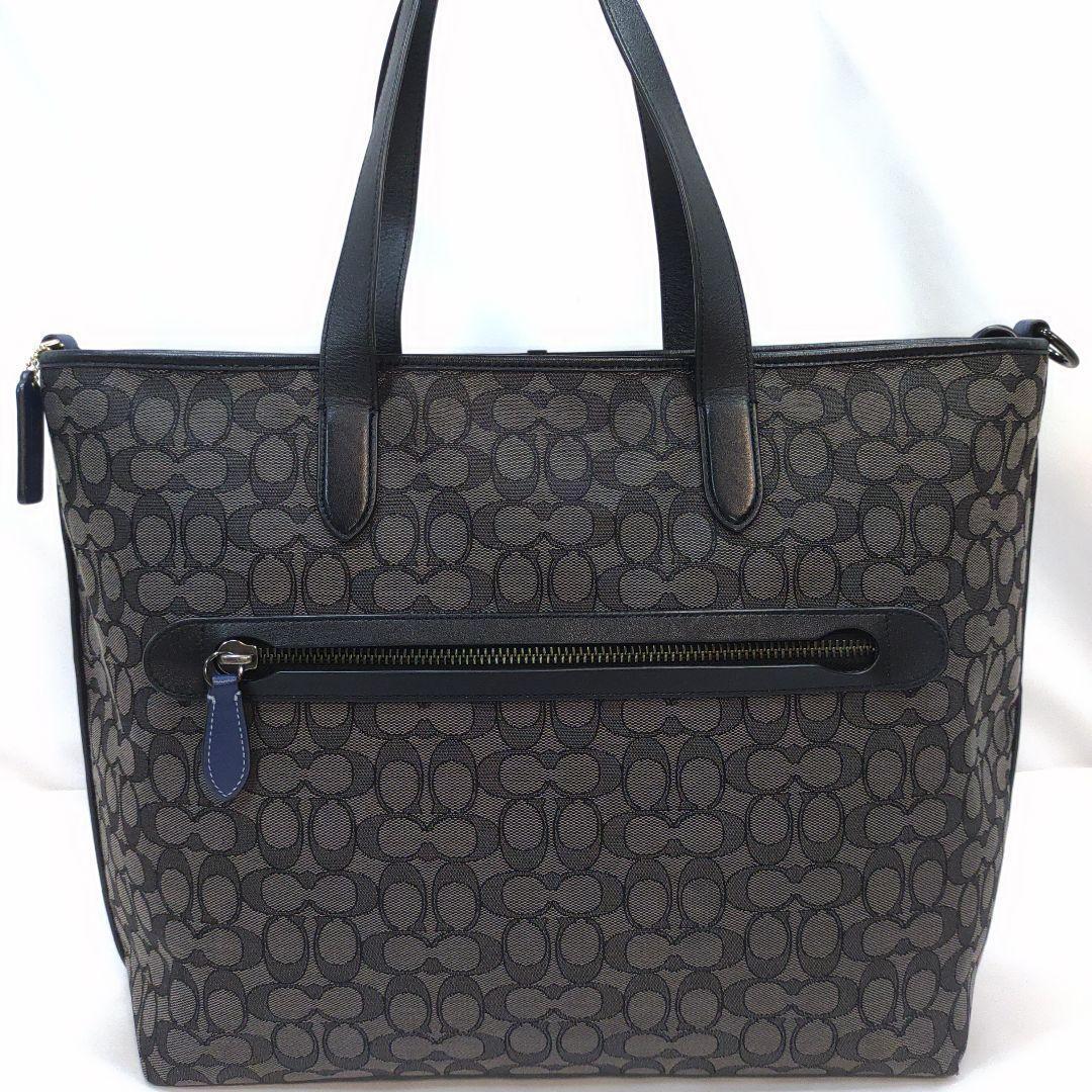 【美品】コーチ トートバッグ 2way ショルダー レザー×キャンバス A4可