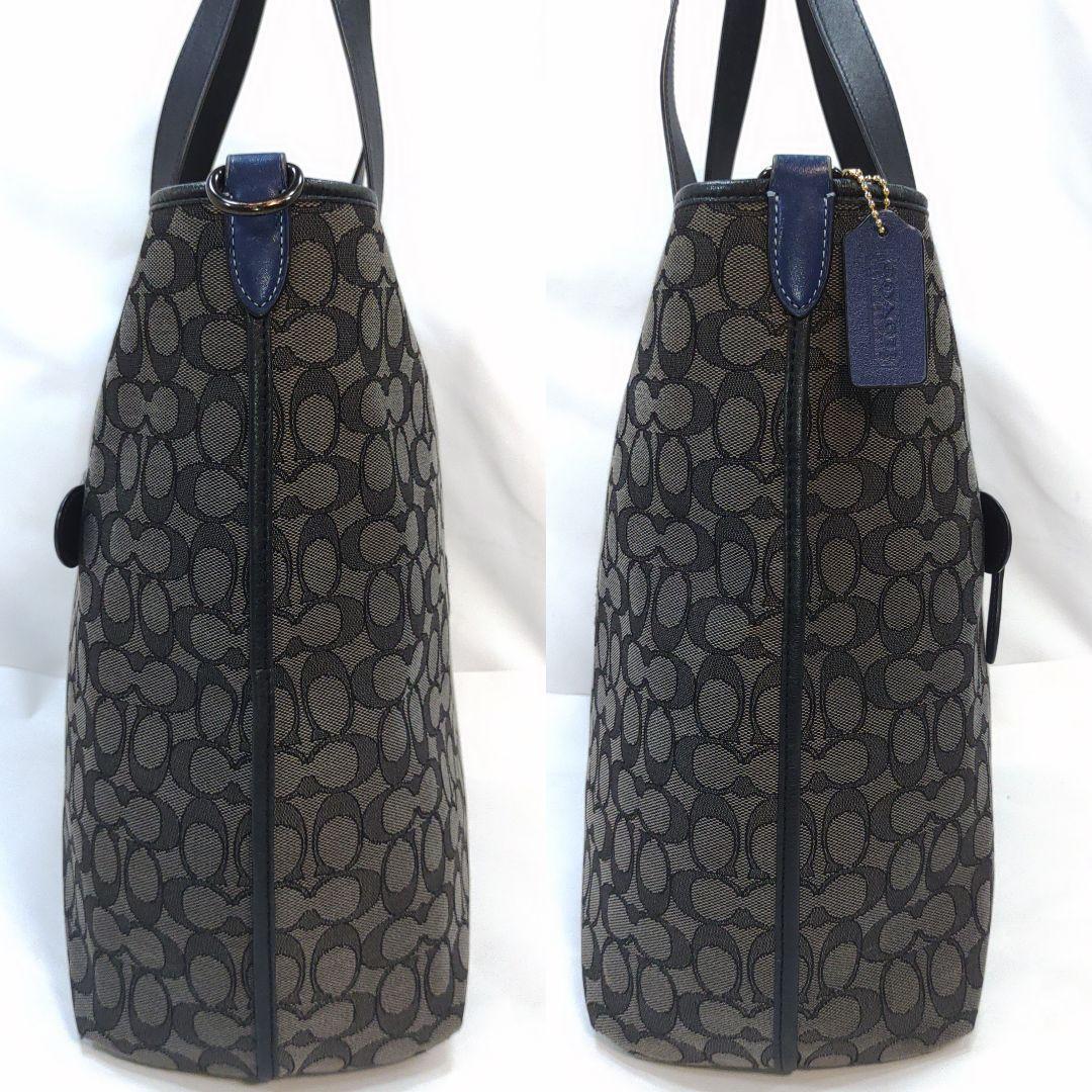 【美品】コーチ トートバッグ 2way ショルダー レザー×キャンバス A4可