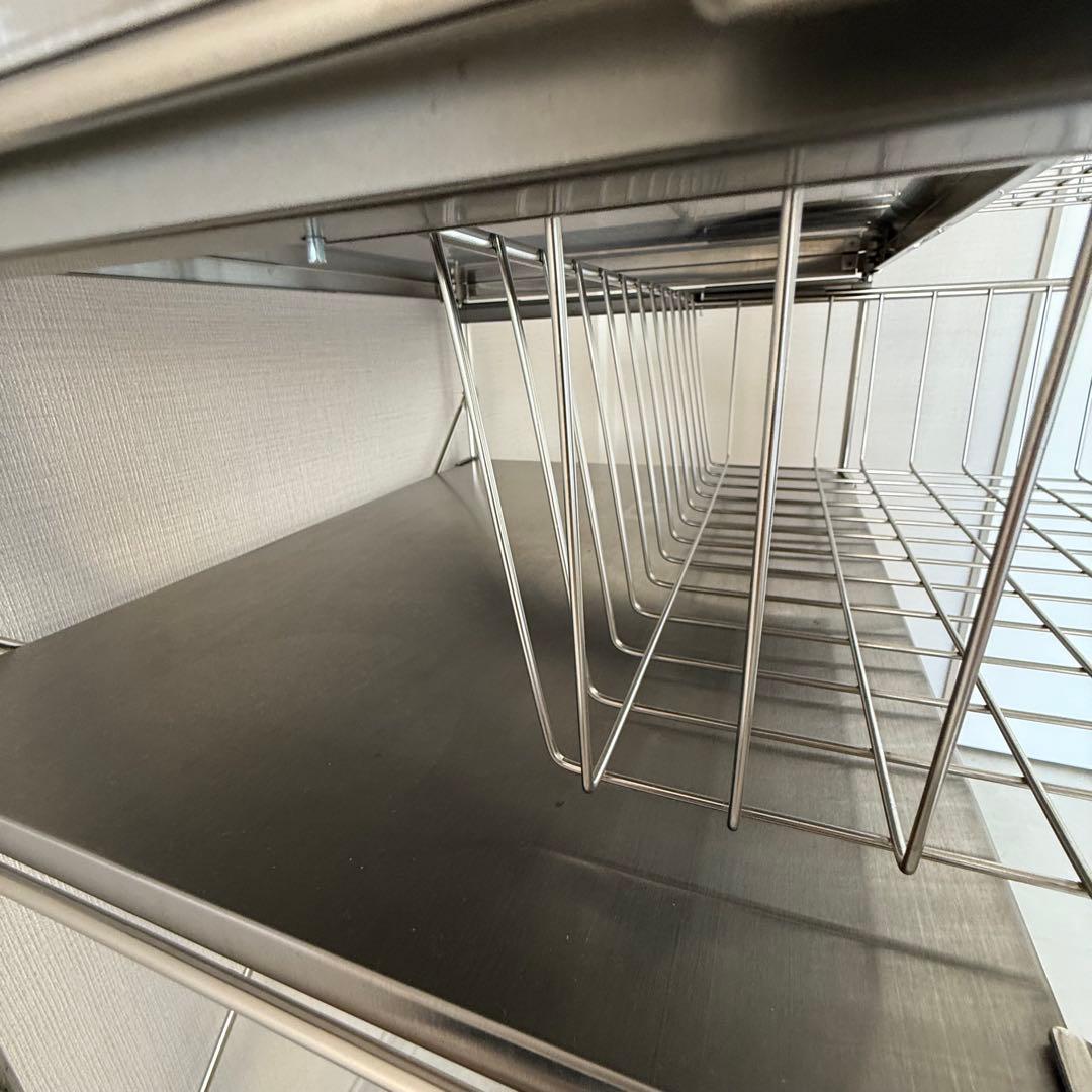 【引取】無印良品ステンレスユニットシェルフステンレス棚セット大+バスケット+棚