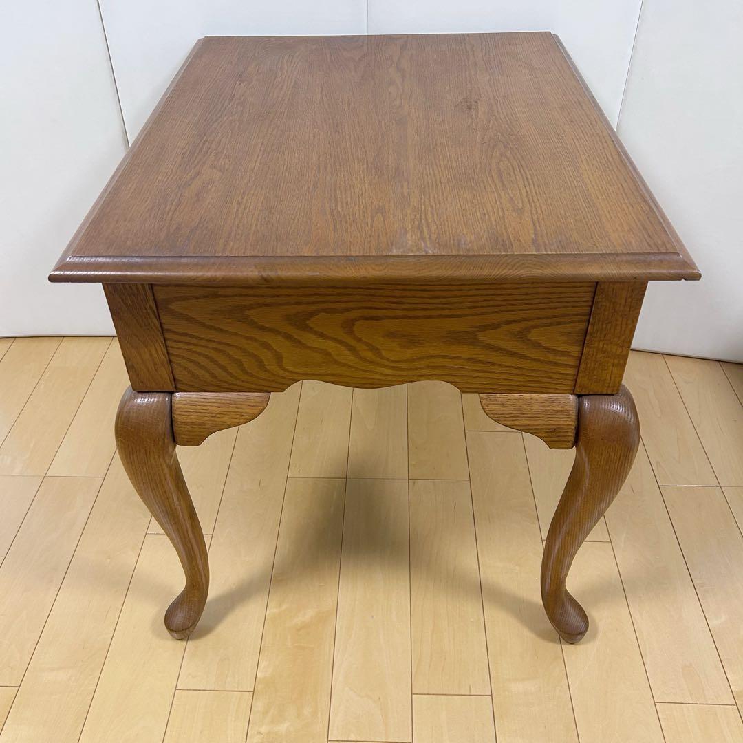 アンティーク　猫脚　サイドテーブル　コーヒーテーブル　引き出し　虎斑柄