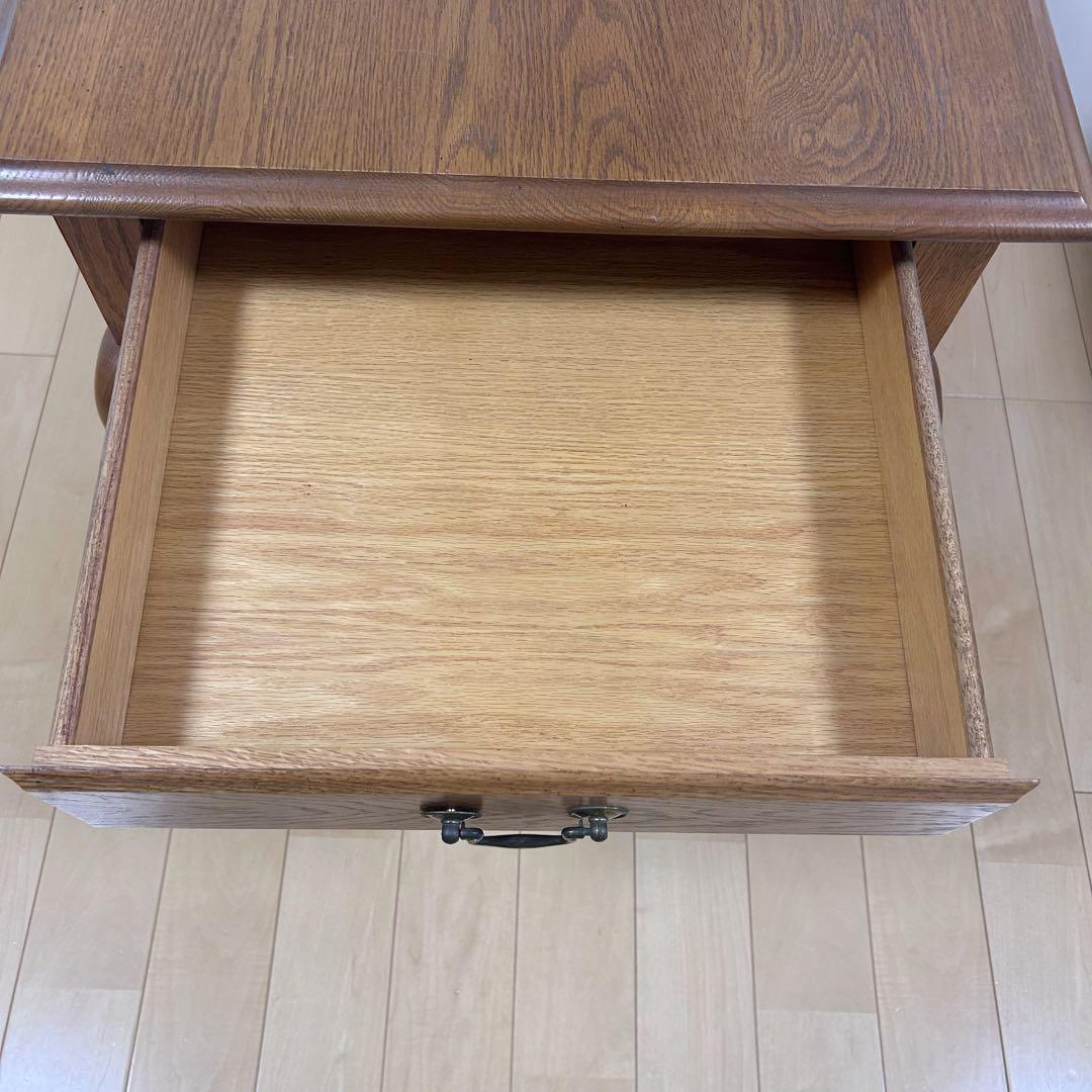 アンティーク　猫脚　サイドテーブル　コーヒーテーブル　引き出し　虎斑柄