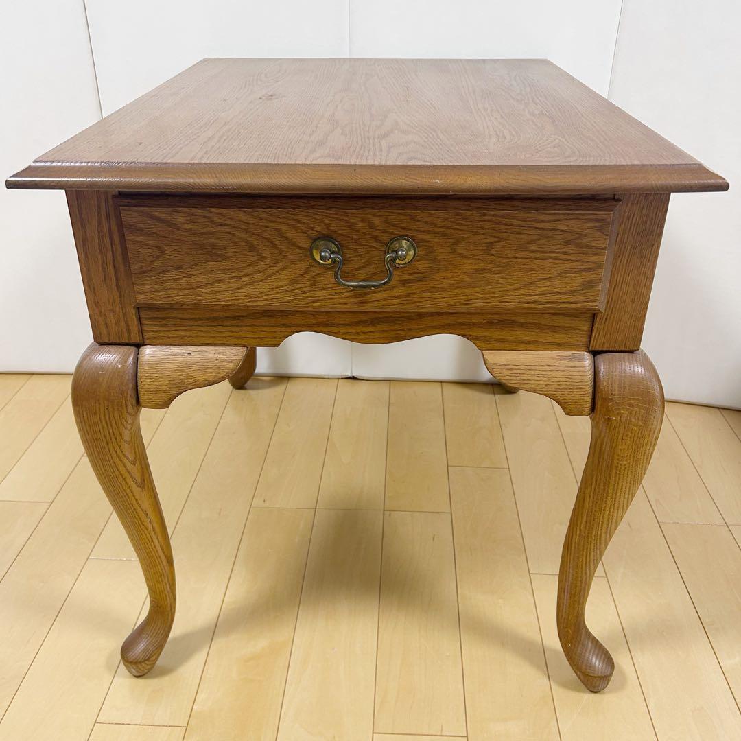 アンティーク　猫脚　サイドテーブル　コーヒーテーブル　引き出し　虎斑柄