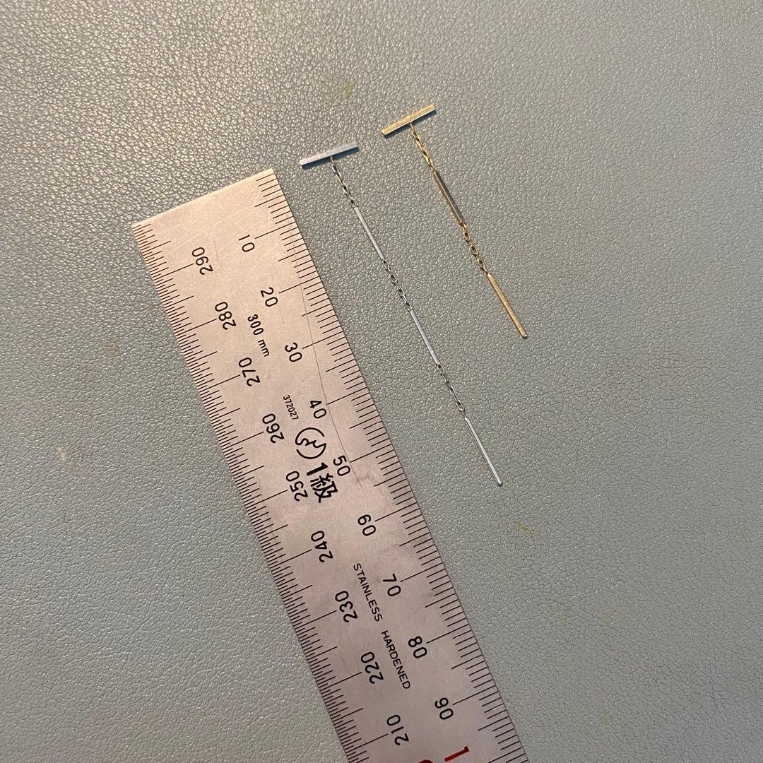 Hirotaka トグルチェーンピアス シルバー×ゴールド２本セット