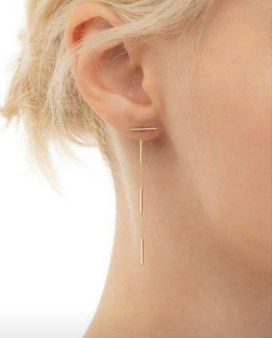 Hirotaka トグルチェーンピアス シルバー×ゴールド２本セット