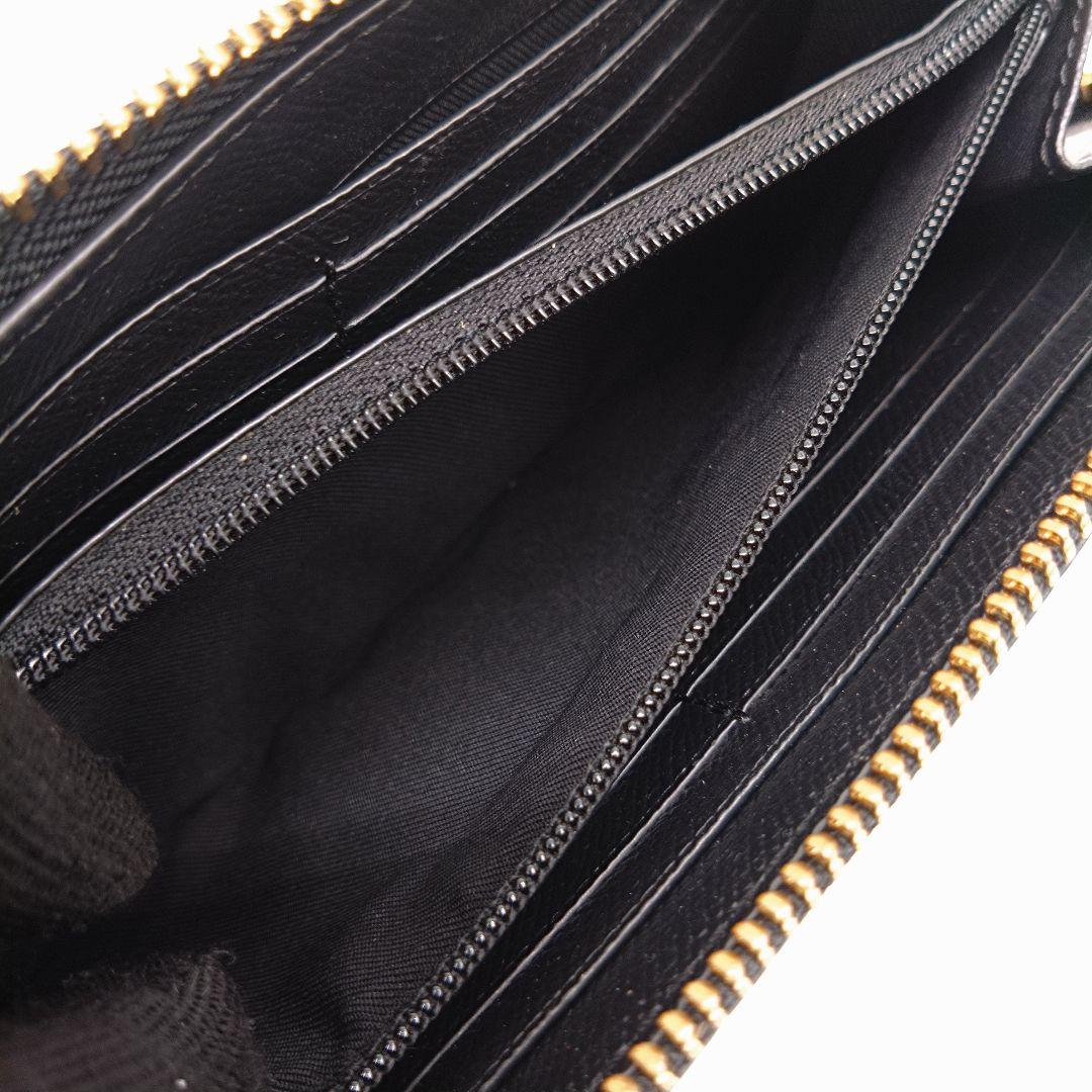 【美品】COACH 長財布 ラウンドファスナー レザー ブラック F16612