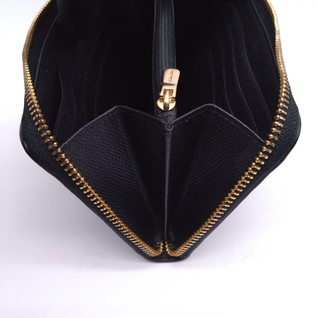 【美品】COACH 長財布 ラウンドファスナー レザー ブラック F16612