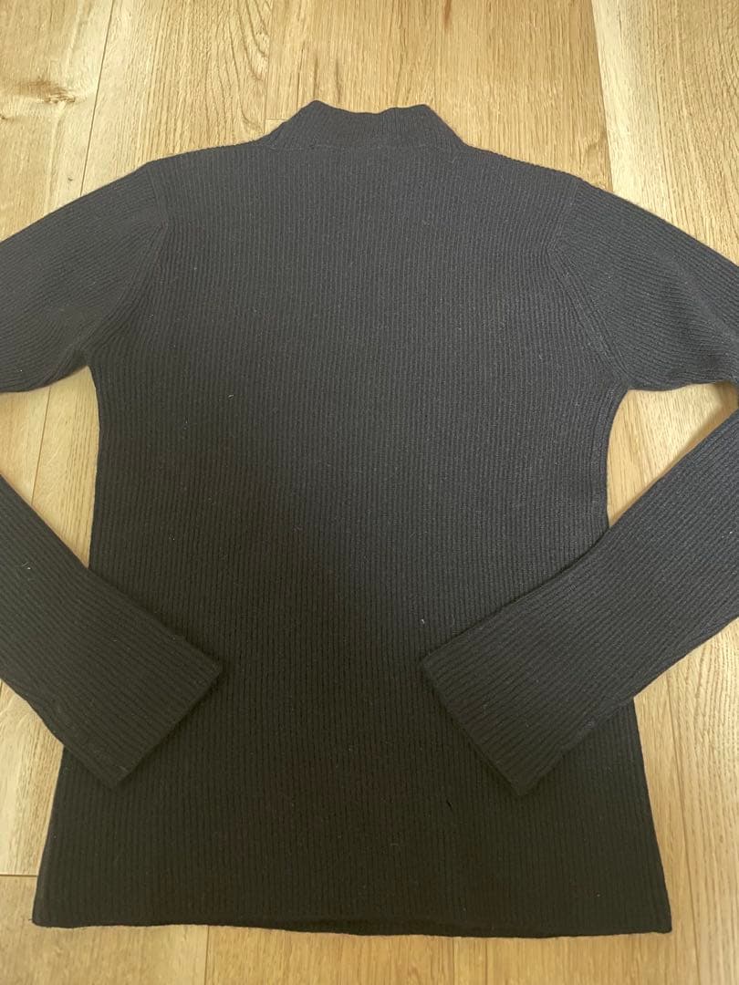 CHANEL黒ブラック★ココマークボタン　リブハイネックセーター　カシミア