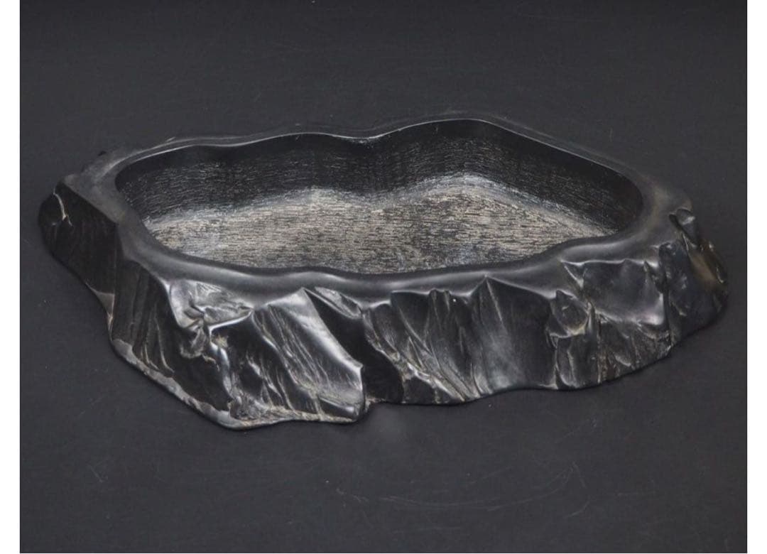 送料無料　時代物 　石彫り水盤　華道具茶道具