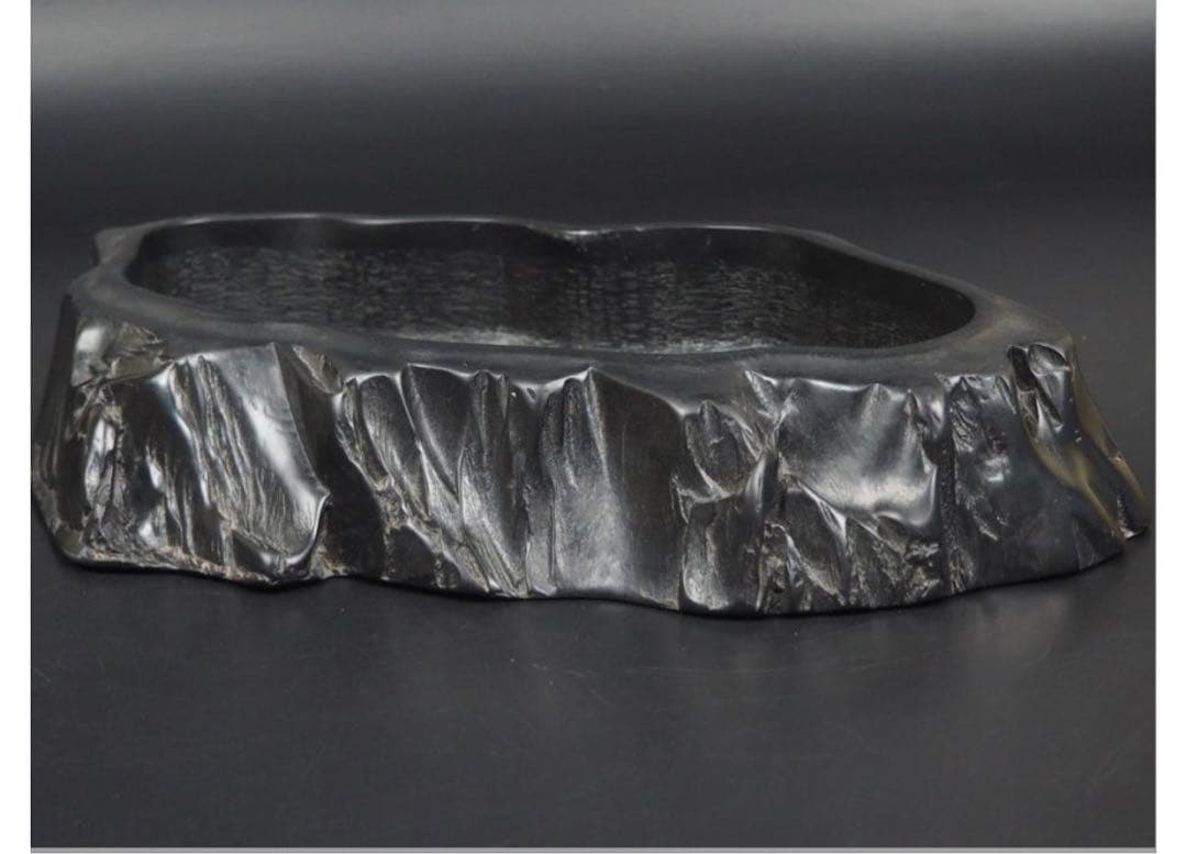 送料無料　時代物 　石彫り水盤　華道具茶道具