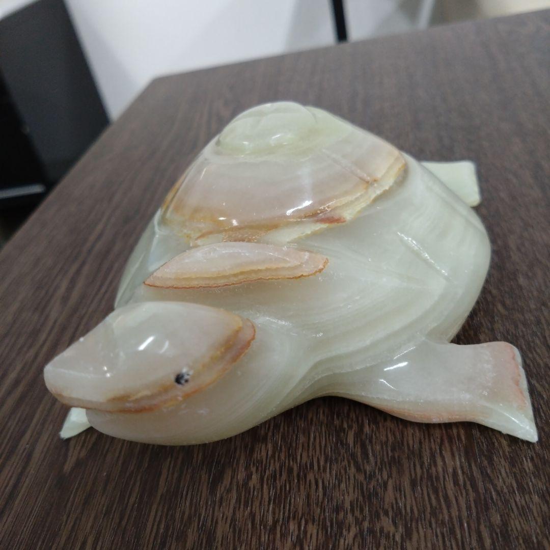 大理石　石色厳選　海亀　置物