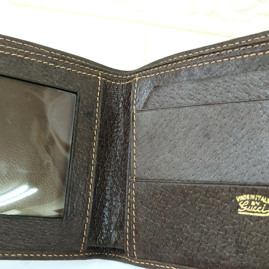 オールド GUCCI グッチ シェリーライン レザー折り財布 ブラウンイタリア製