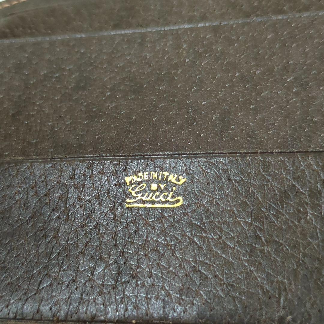 オールド GUCCI グッチ シェリーライン レザー折り財布 ブラウンイタリア製