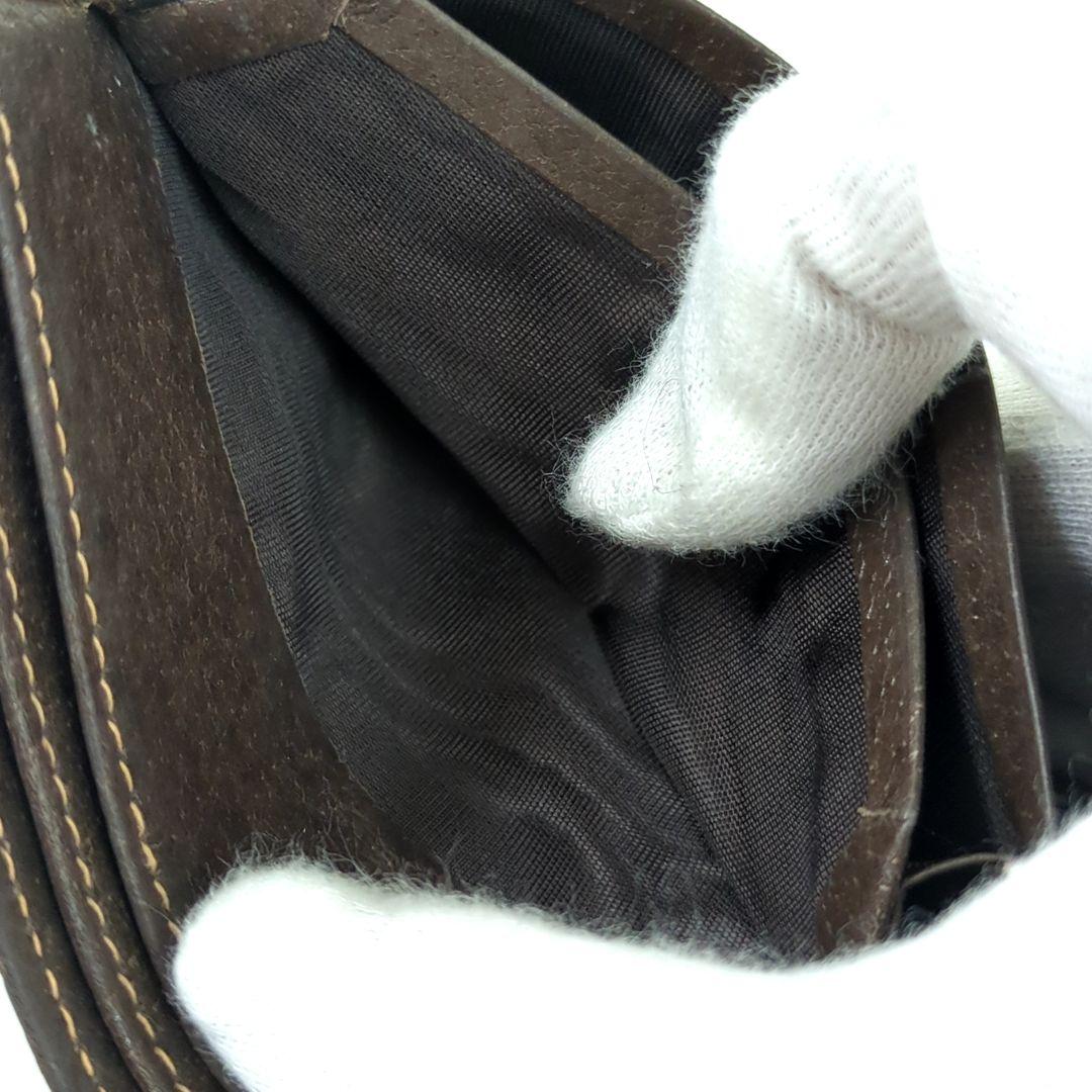 オールド GUCCI グッチ シェリーライン レザー折り財布 ブラウンイタリア製