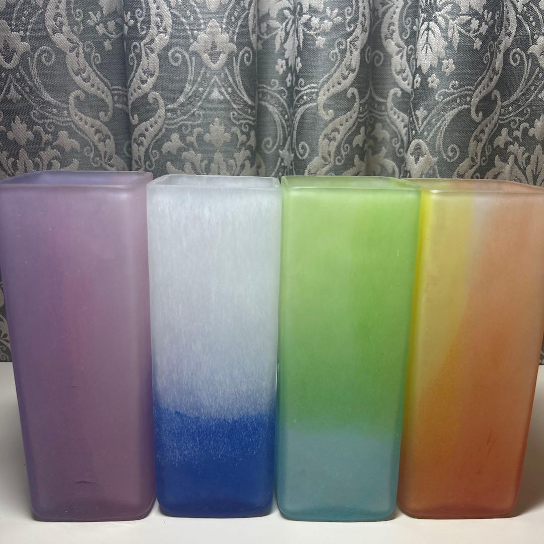 北一硝子 花瓶 角型 4点セット ＊花器 四角