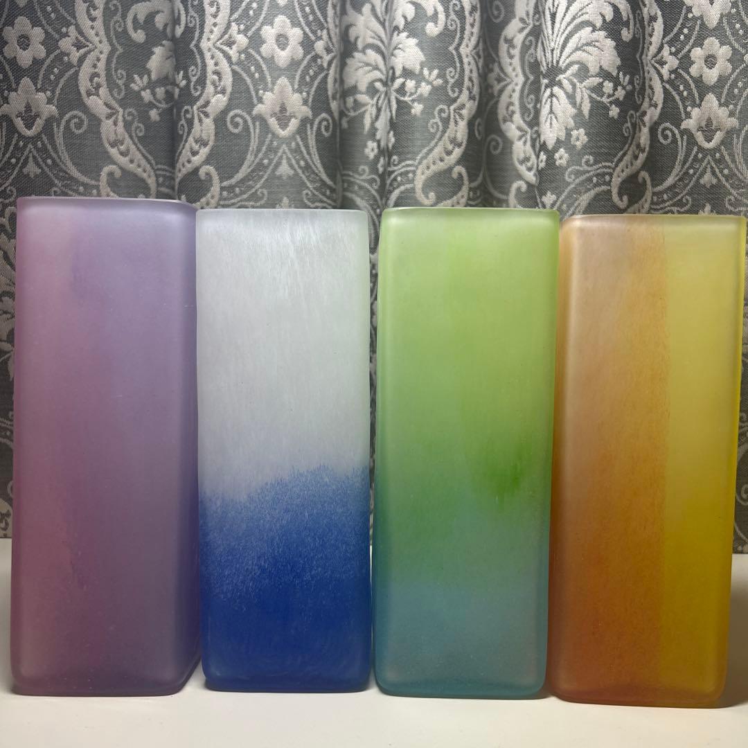 北一硝子 花瓶 角型 4点セット ＊花器 四角