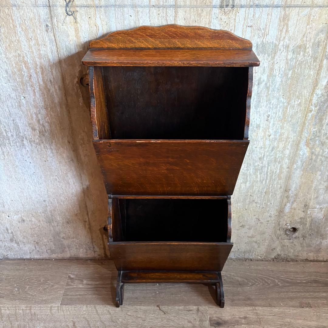 ヴィンテージ　マガジンラック　無垢材　アンティーク