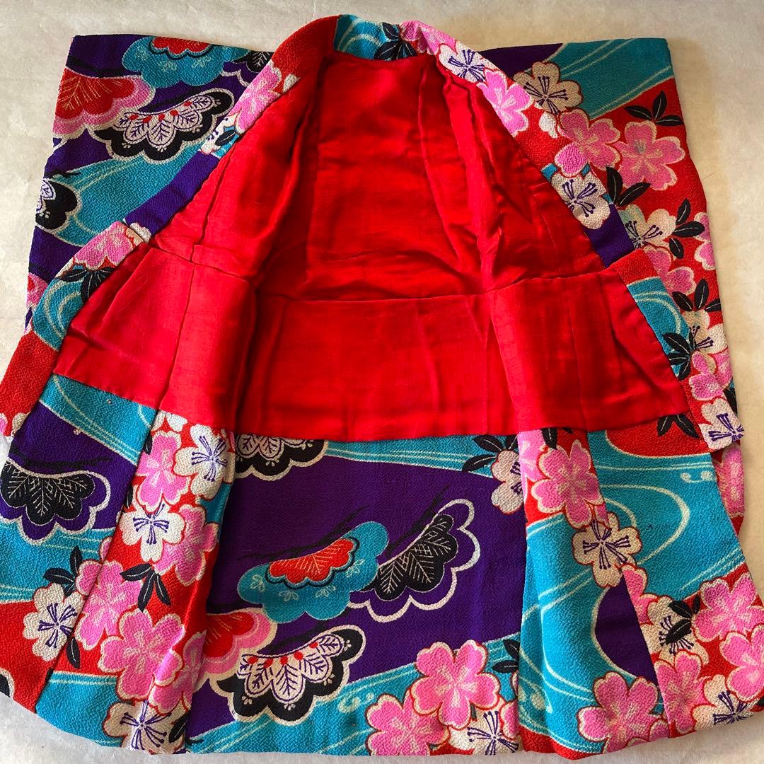 古布縮緬ちりめん　市松人形の着物　12号　桜　120702