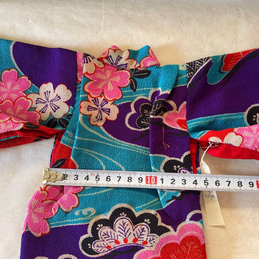 古布縮緬ちりめん　市松人形の着物　12号　桜　120702