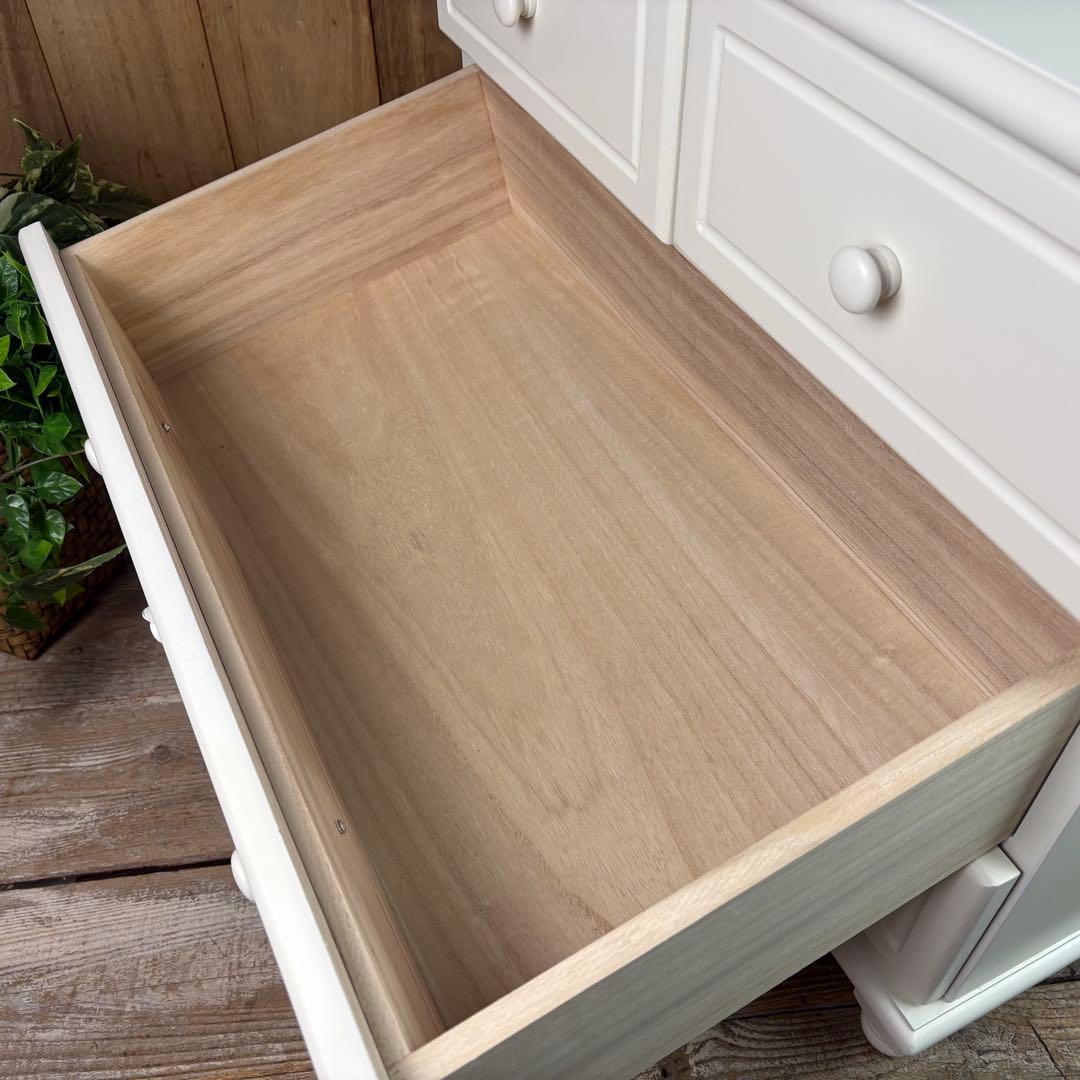 フレンチカントリー北欧調ホワイトチェスト三段四つ引き木製洋タンス収納家具飾り台