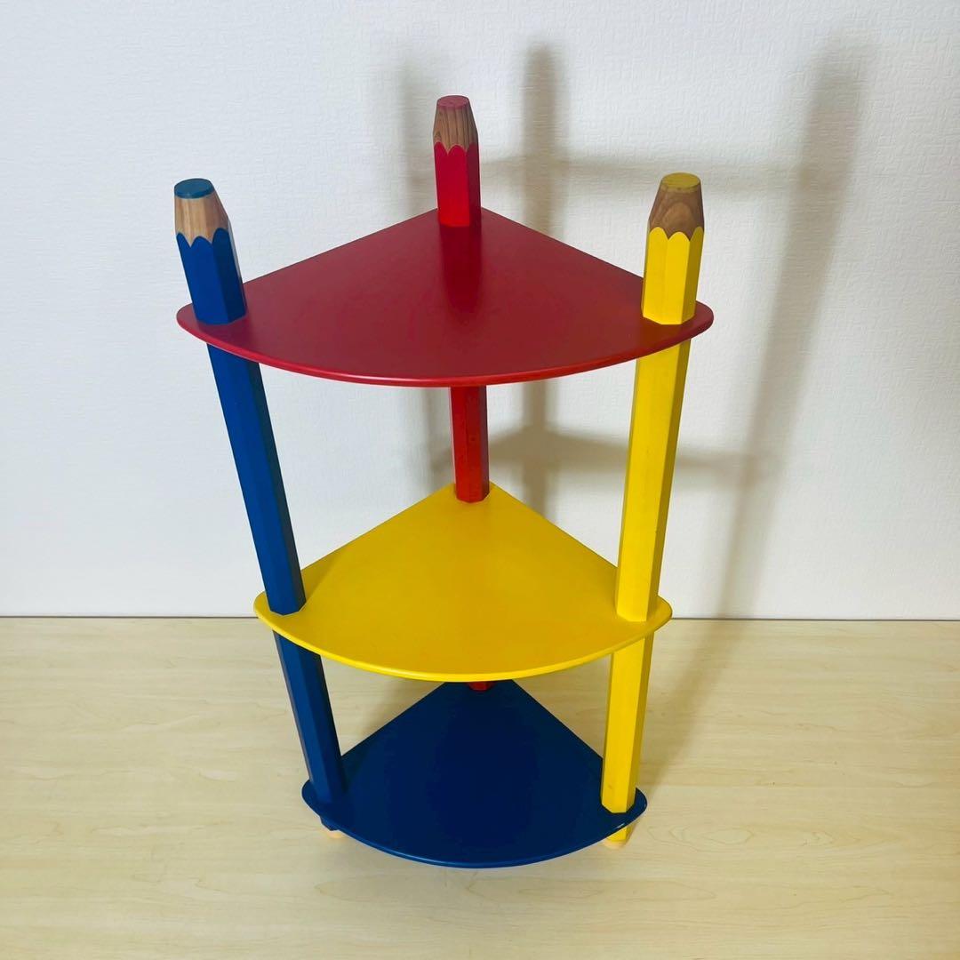 コーナーラック 色鉛筆 三角ラック 3段 ラック かわいい 子供部屋 レトロ