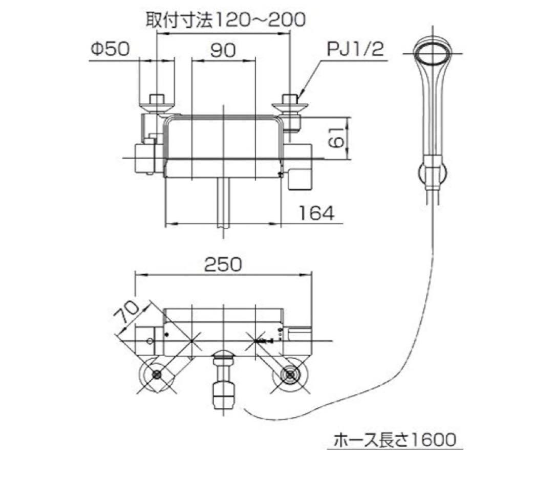 SANEI 壁付サーモスタットシャワー混合栓ラクナーレSK1821D-13浴室用